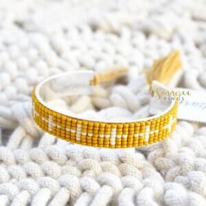 Madewell Tassel Trimmed Beaded Cuff Bracelet